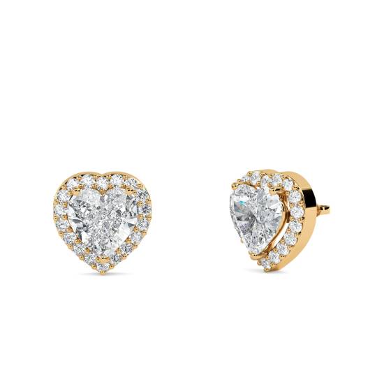 Heart Diamond Single Halo Earrings