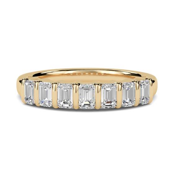 7 Stone Emerald Diamond Half Eternity Ring