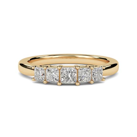 5 Stone Princess Diamond Half Eternity Ring