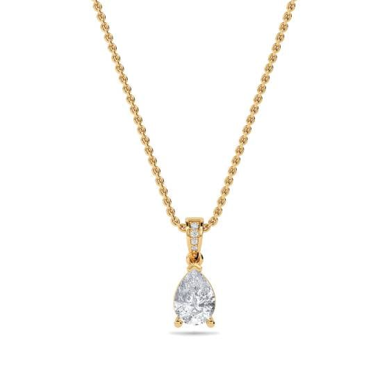Classic Pear and Round Diamond Solitaire Pendant