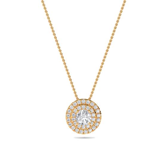 Round Diamond Double Halo Pendant