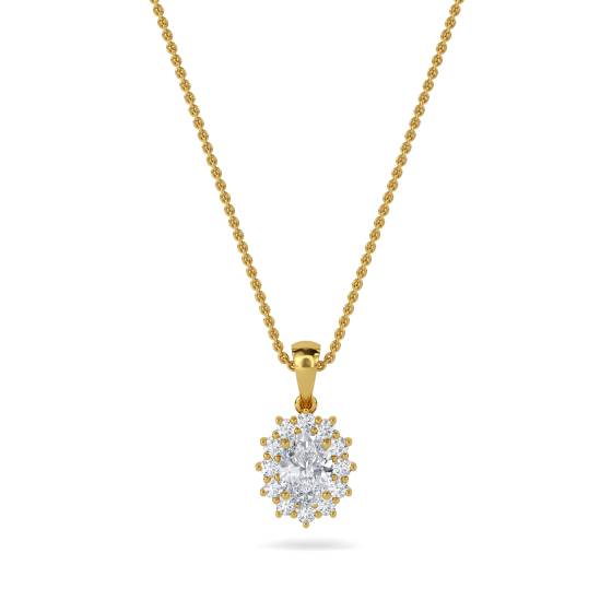 Oval Diamond Single Halo Pendant