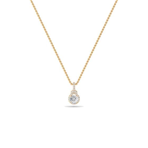 Unique Round Diamond Halo Pendant