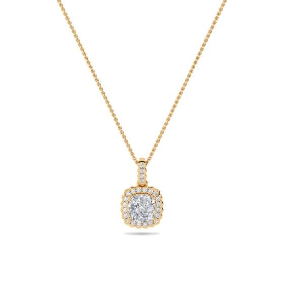 Cushion Shaped Diamond Single Halo Pendant