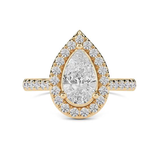 Pear Diamond Single Halo Shoulder Set Ring