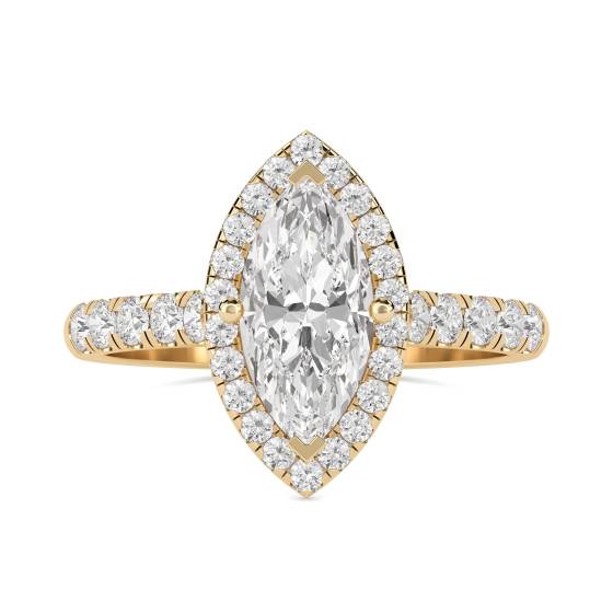 Marquise Diamond Single Halo Shoulder Set Ring