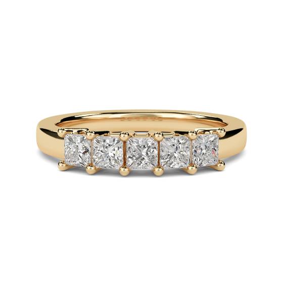 5 Stone Princess Diamond Half Eternity Ring