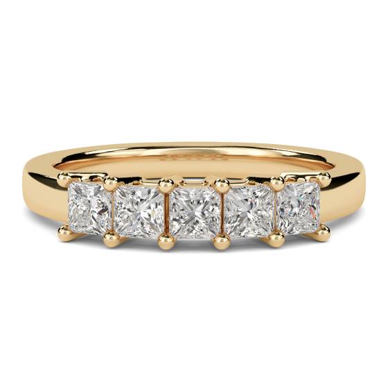 5 Stone Princess Diamond Half Eternity Ring