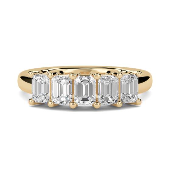 5 Stone Emerald Diamond Half Eternity Ring