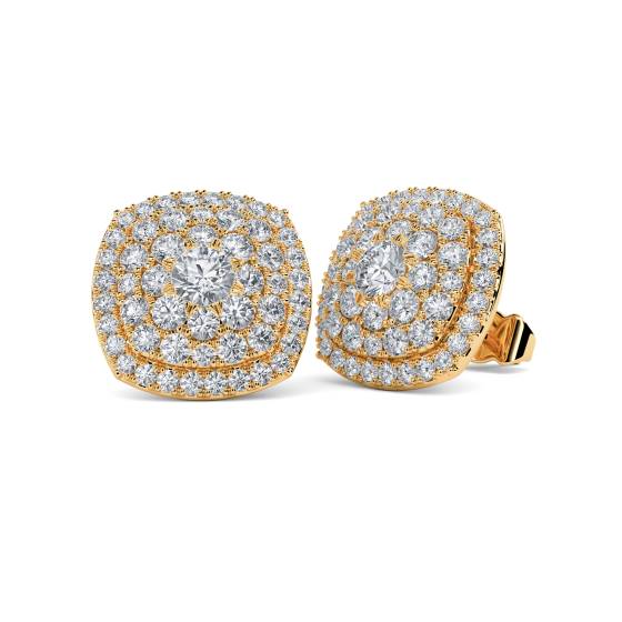Round Diamond Cluster Earrings