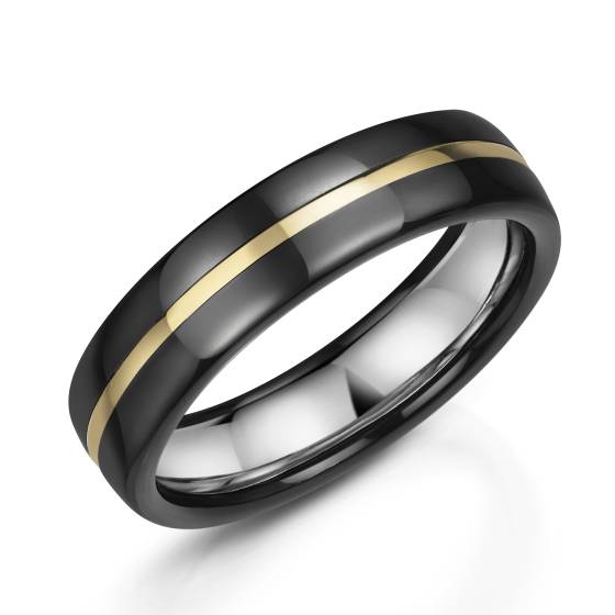 Zedd 6mm Duo Black Zirconium Plain Wedding Band