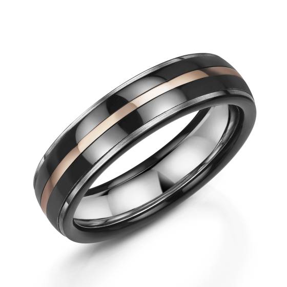 Zedd 6mm Duo Black Zirconium Plain Wedding Band