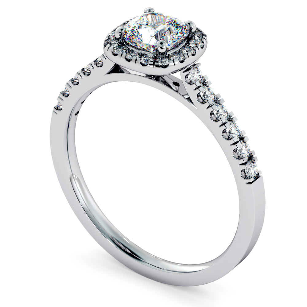 Cushion cut halo diamond ring deals