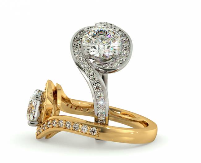 HRRSD685 Micro Pave Round cut Halo Ring Shining Diamonds