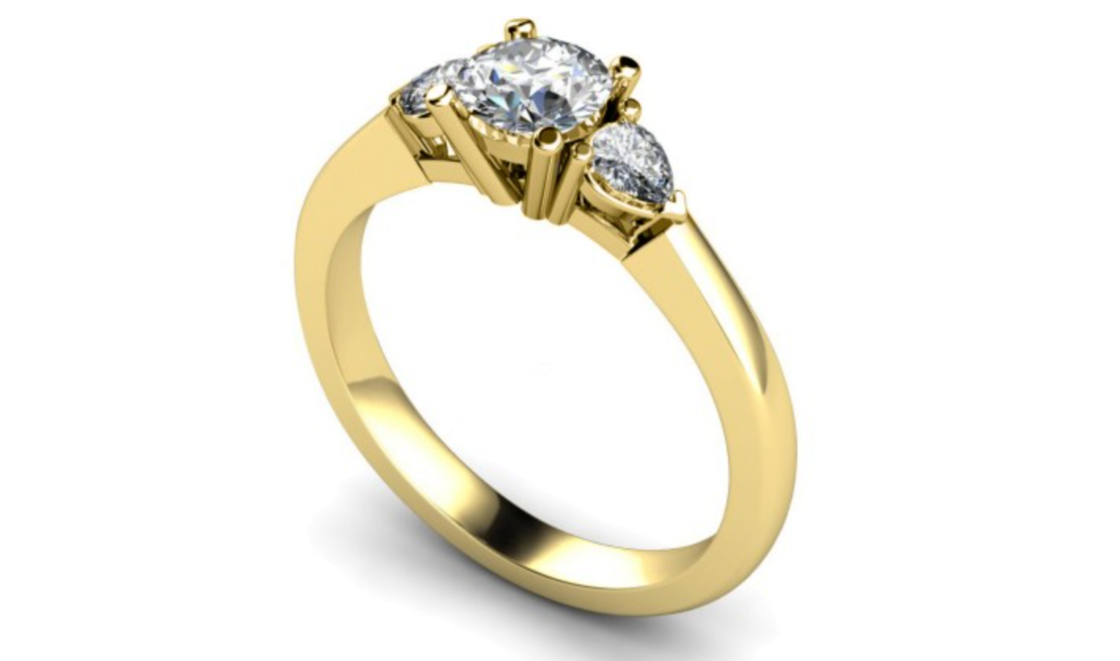 Round & Pear 3 Stone Diamond Ring