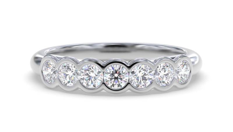 7 Stone Round Diamond Bezel Set Half Eternity Ring