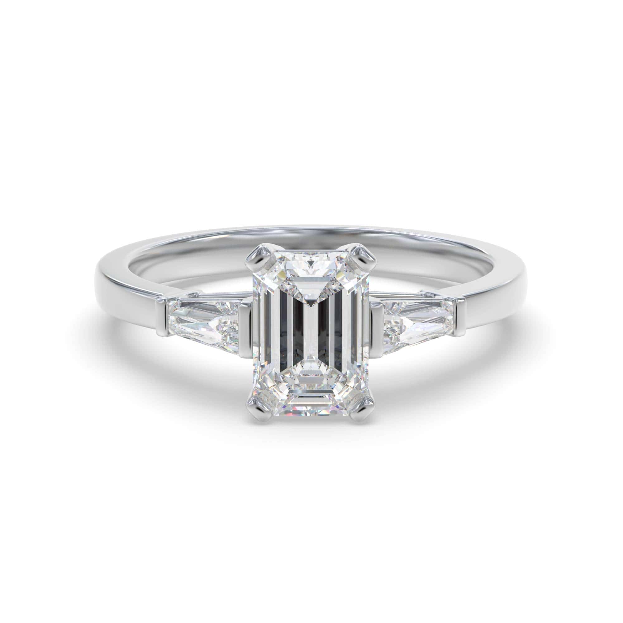 Elegant Emerald and Baguette Diamond Trilogy Ring