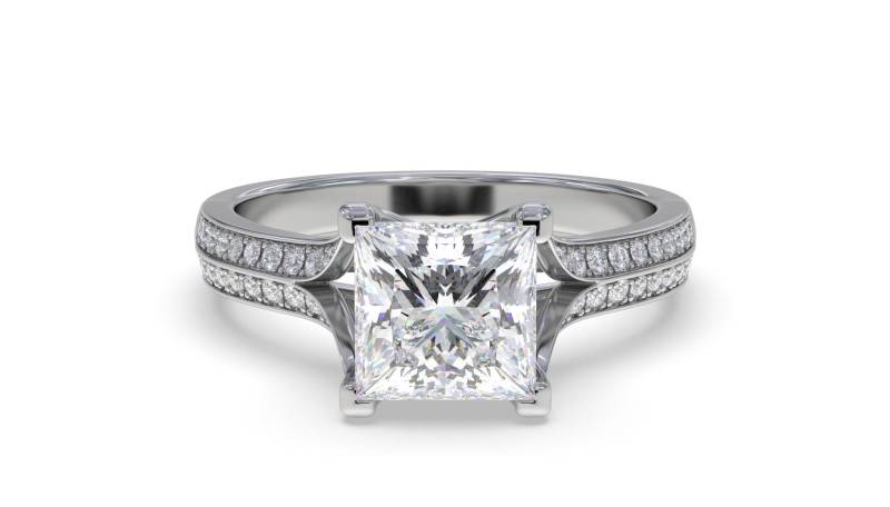 Elegant Princess Diamond Split Shoulder Set Ring