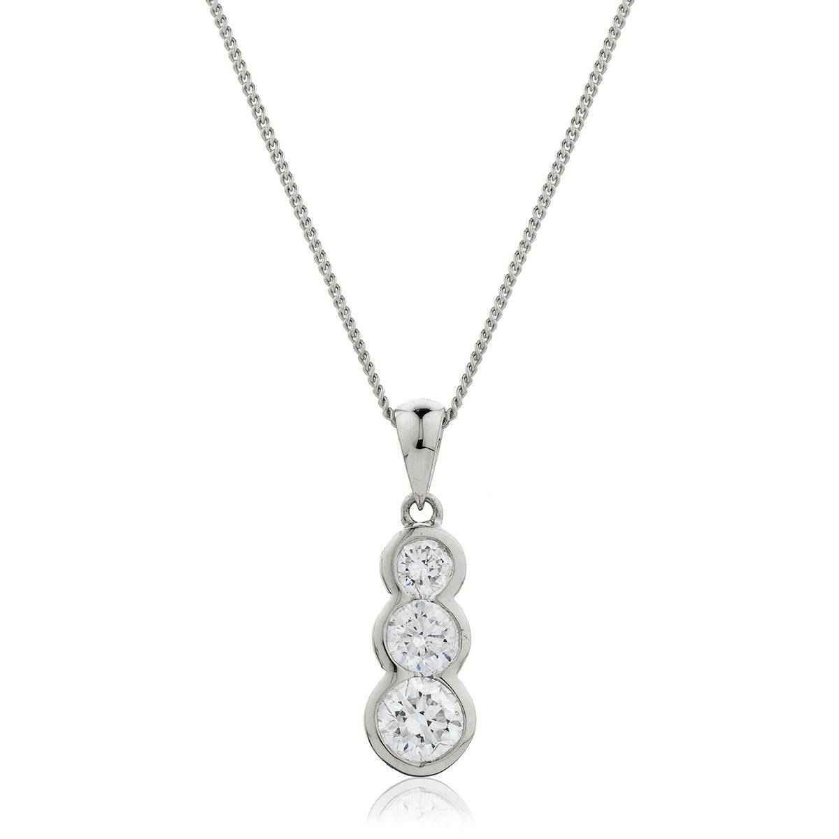 HPRDR185 Bezel set Round cut 3 Stone Drop Diamond Pendant