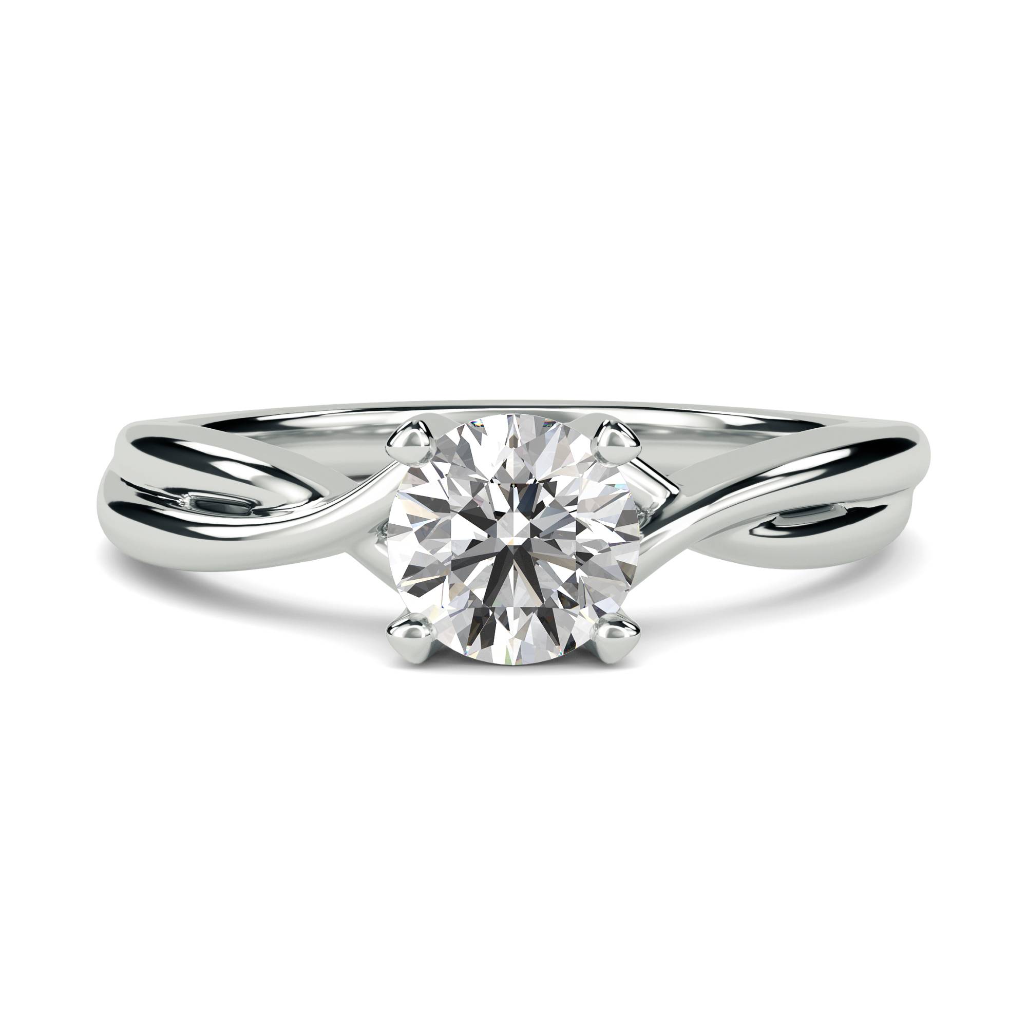 Modern Intertwined Round Diamond Engagement Ring