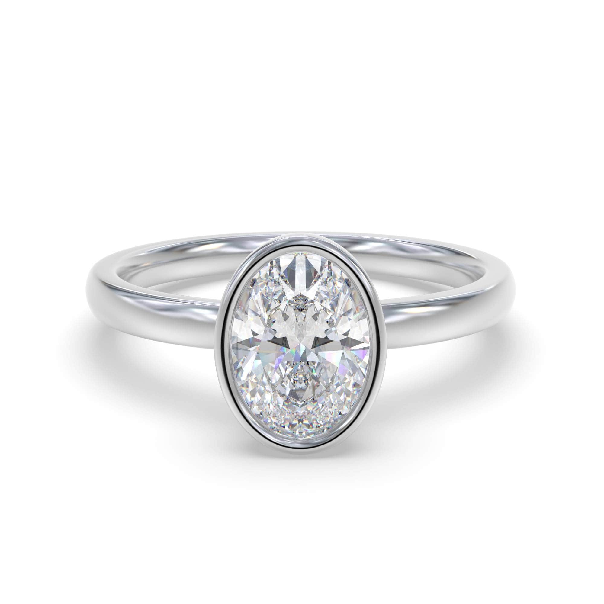 Oval Diamond Bezel Set Solitaire Ring
