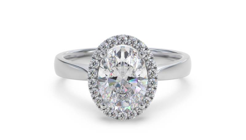 Oval Diamond Single Halo Ring