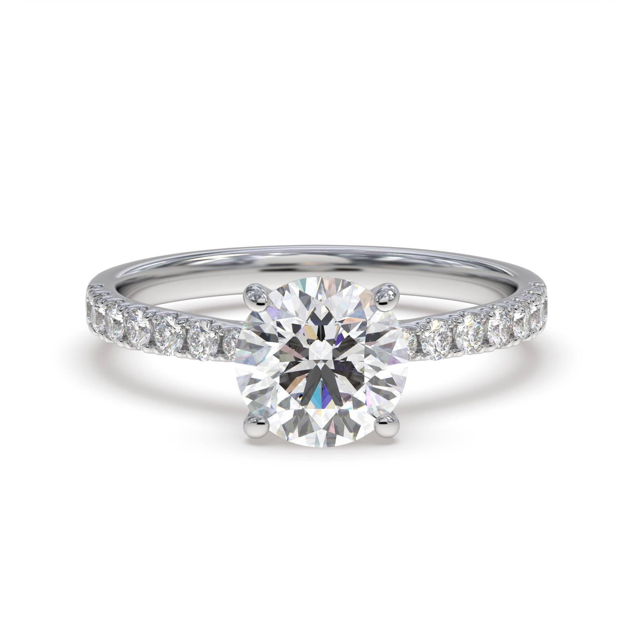 Round Diamond Shoulder Set Engagement Ring