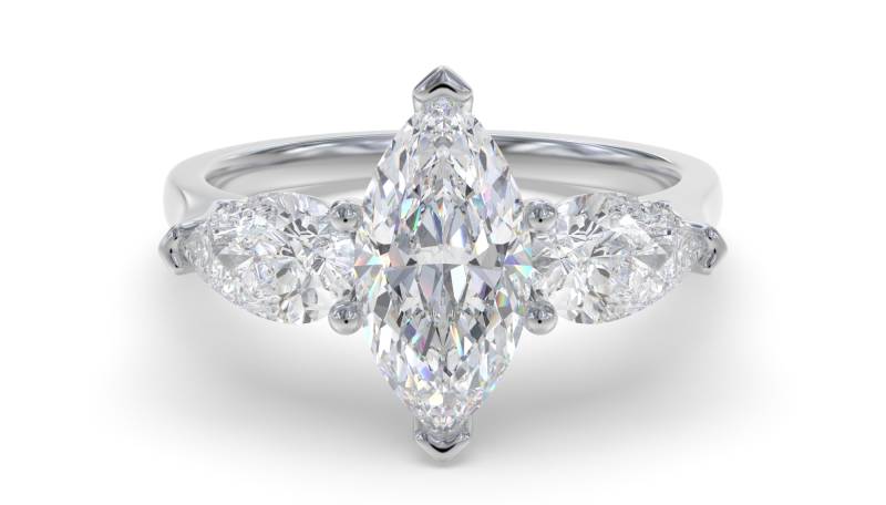Unique Marquise and Pear Diamond Trilogy Ring