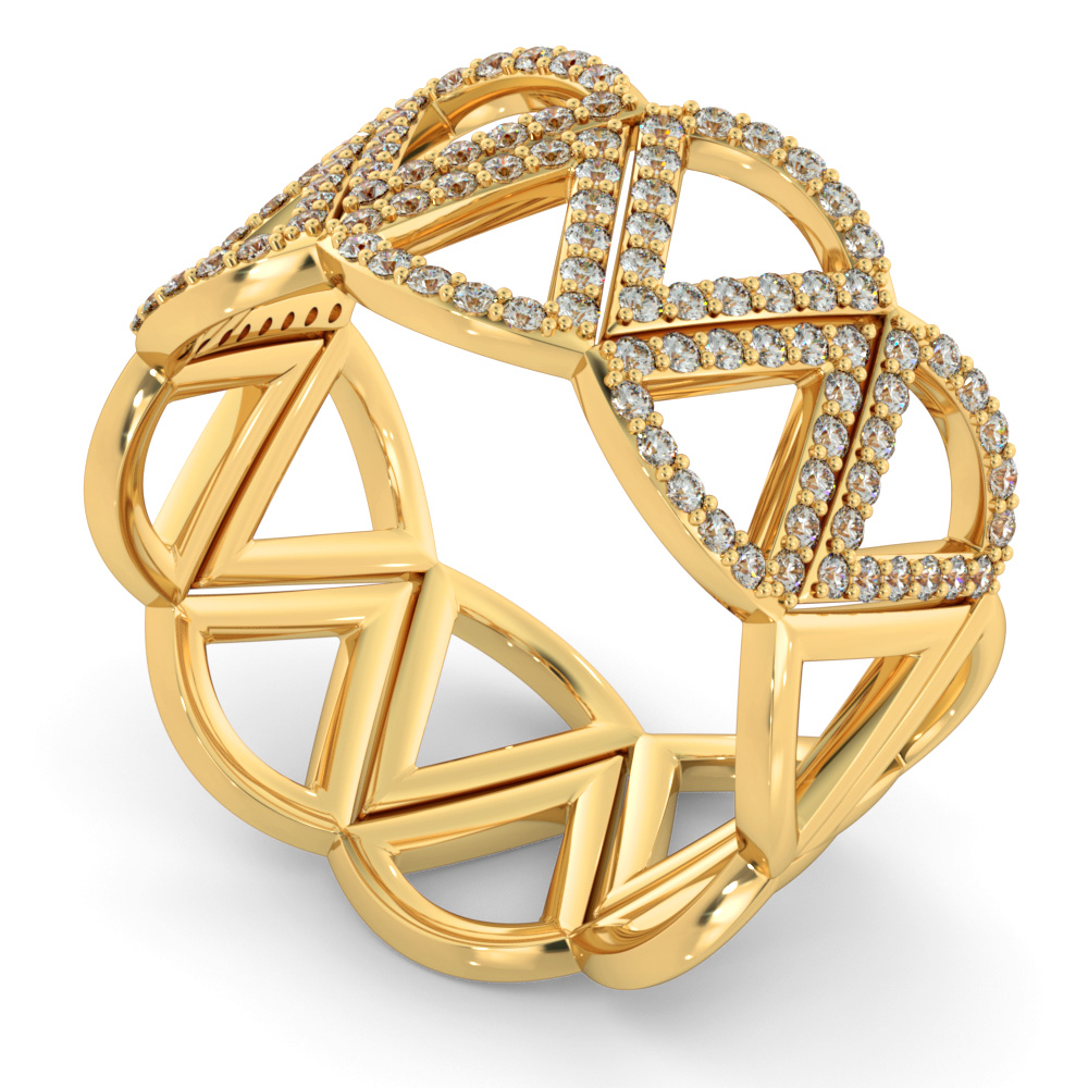 COLUMBA Round cut Half Geometric Cocktail Designer Diamond Ring
