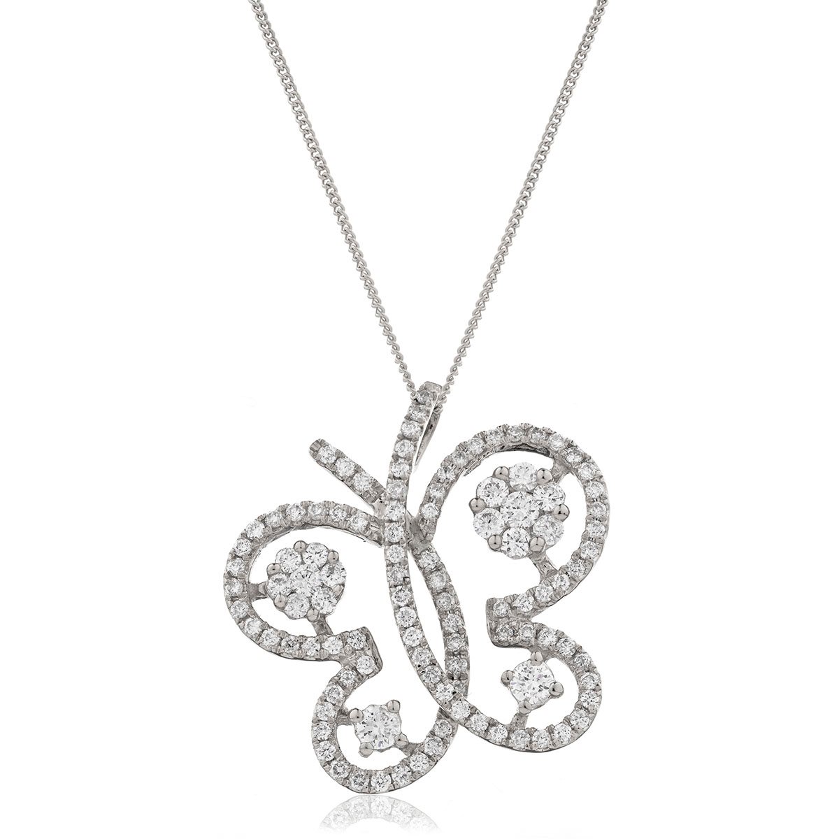 Round cut Butterfly Diamond Pendant