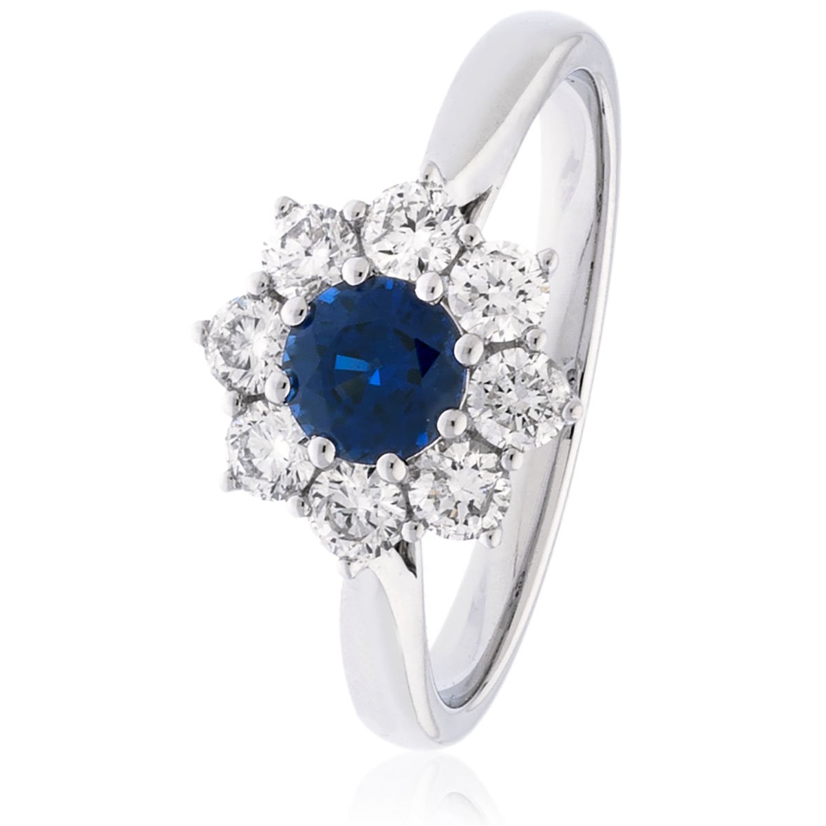 Round cut Blue Sapphire & Diamond Halo Ring