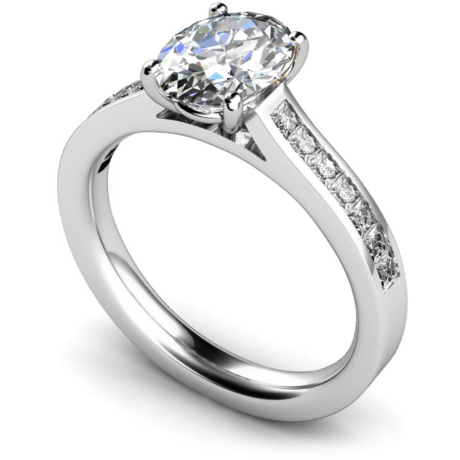 Oval Shoulder Diamond Ring