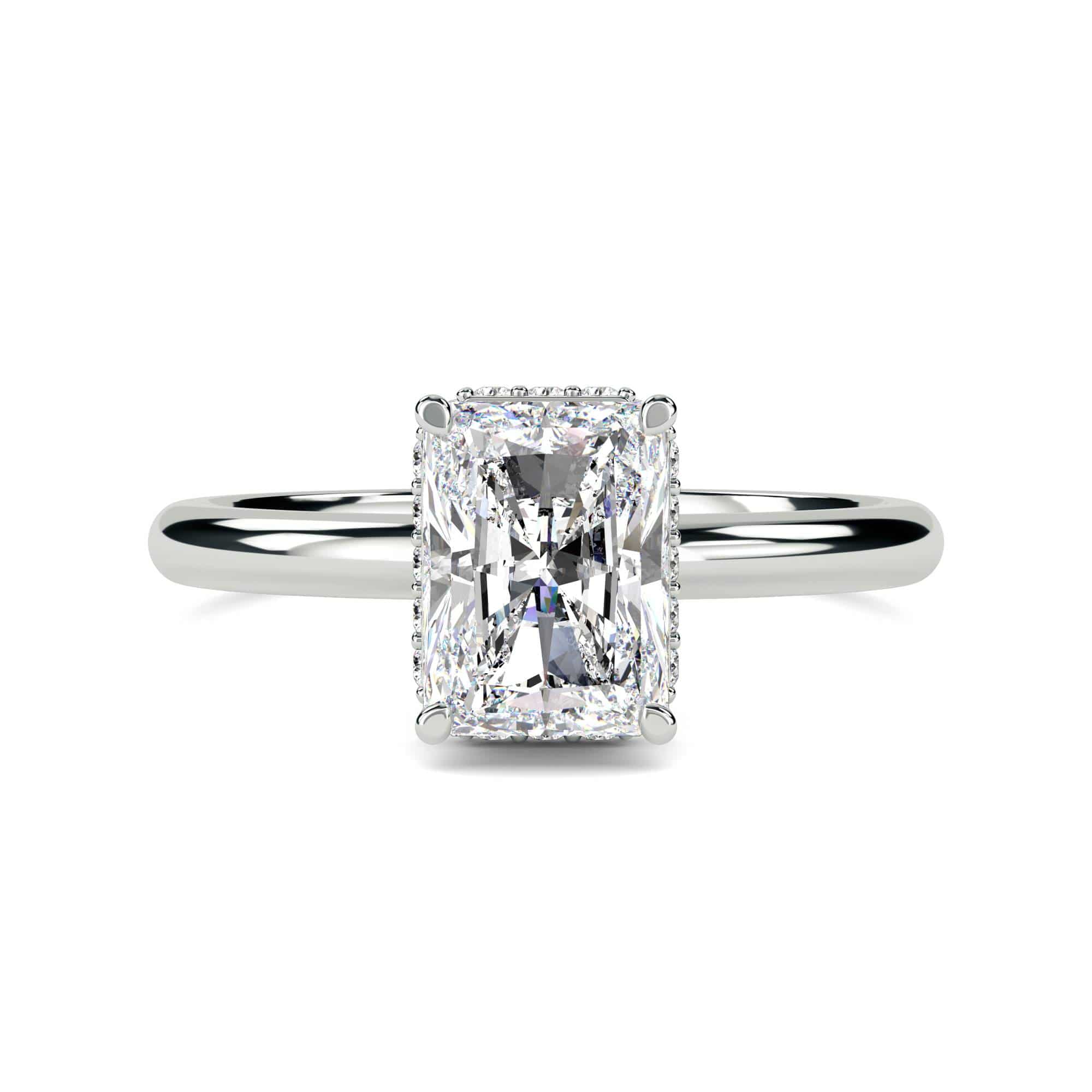 Radiant Diamond Low Set Hidden Halo Ring
