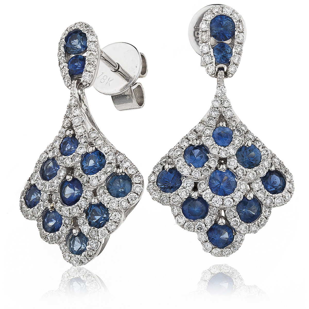Blue Sapphire cluster drop earrings